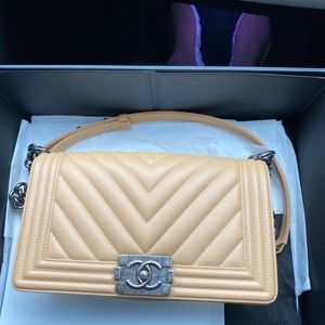 RARE! Chanel beige boy bag!